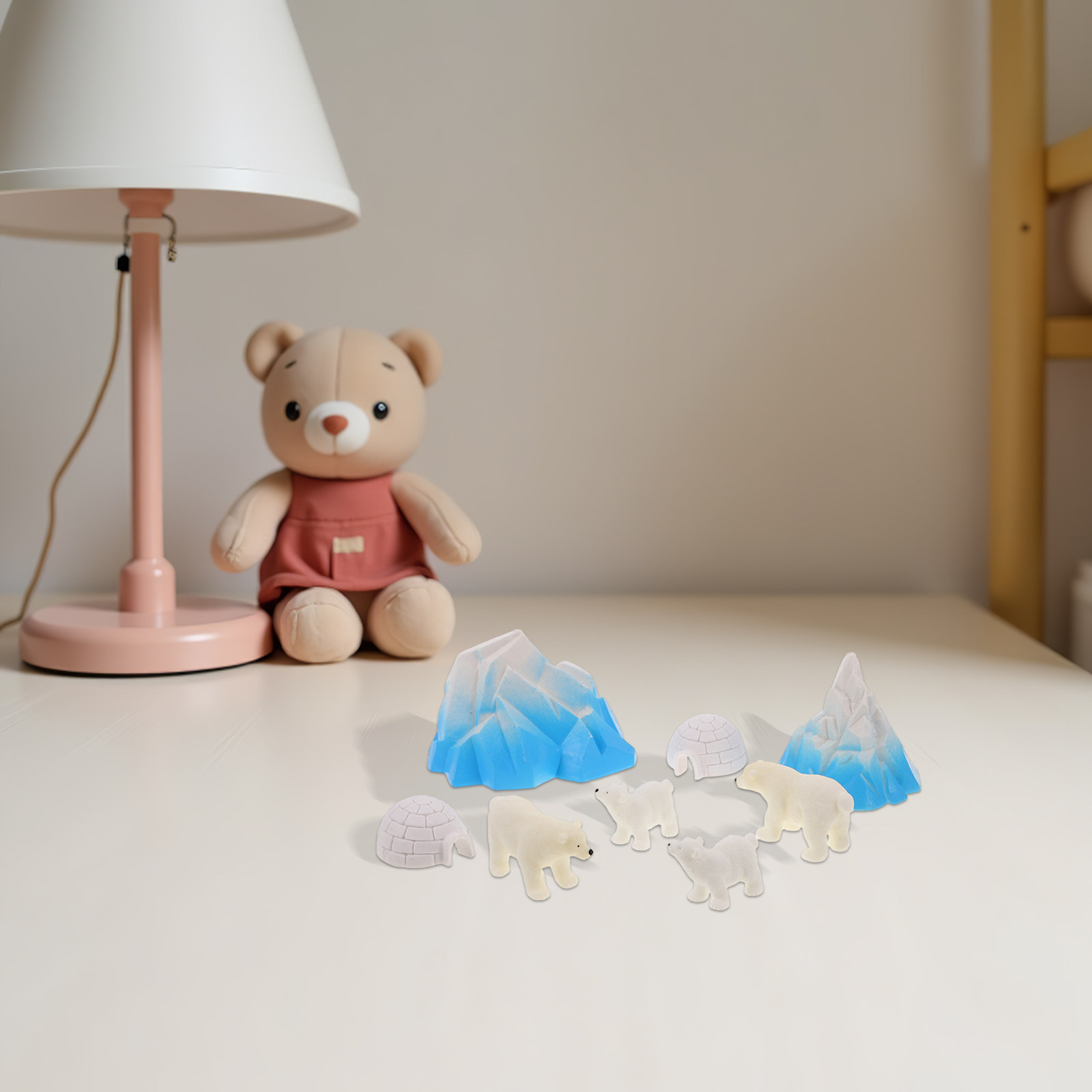 Resin Crafts - 8 mini-ours polaires en résine pour